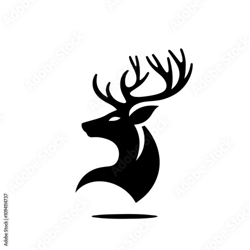 Elegant Deer Silhouette Logo, Majestic Wildlife Design for Nature and Branding. Standing Deer Silhouette Logo, Majestic Stag Vector for Nature and Branding.