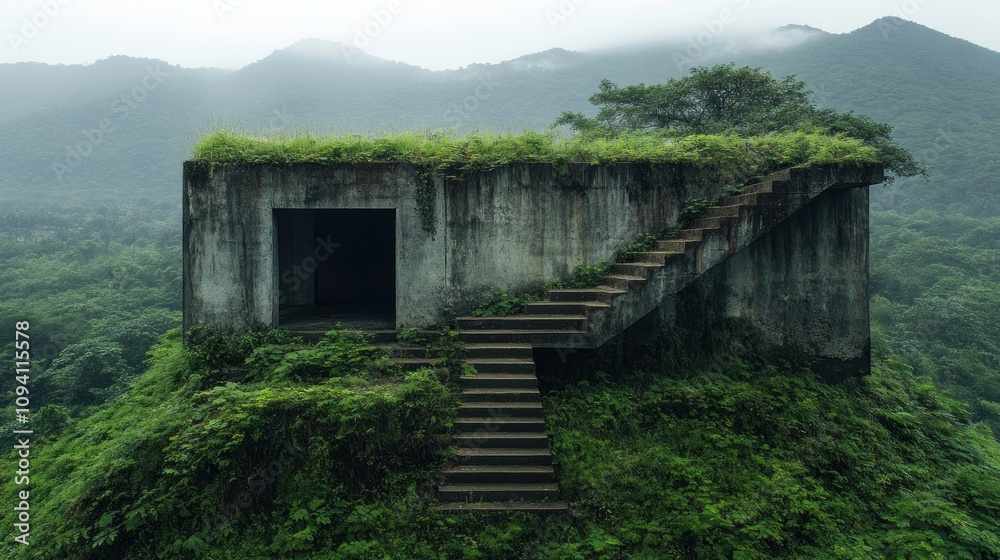 Abandoned Concrete Structure on a Hillside Abandoned Concrete Structure on a Hillside
