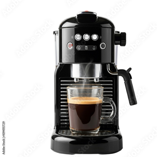 Modern coffee maker with fresh coffee , isolated on white background. png isolated background. transparent background.