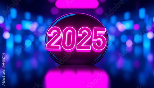 The Year 2025 in Bold, Glowing Design