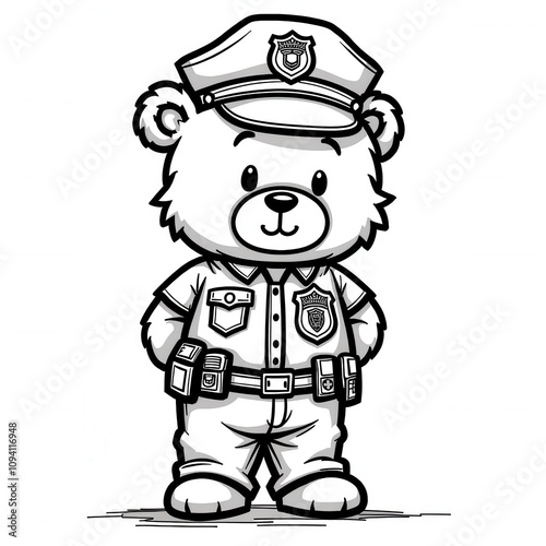  Police Bear Officer in Full Uniform Standing
