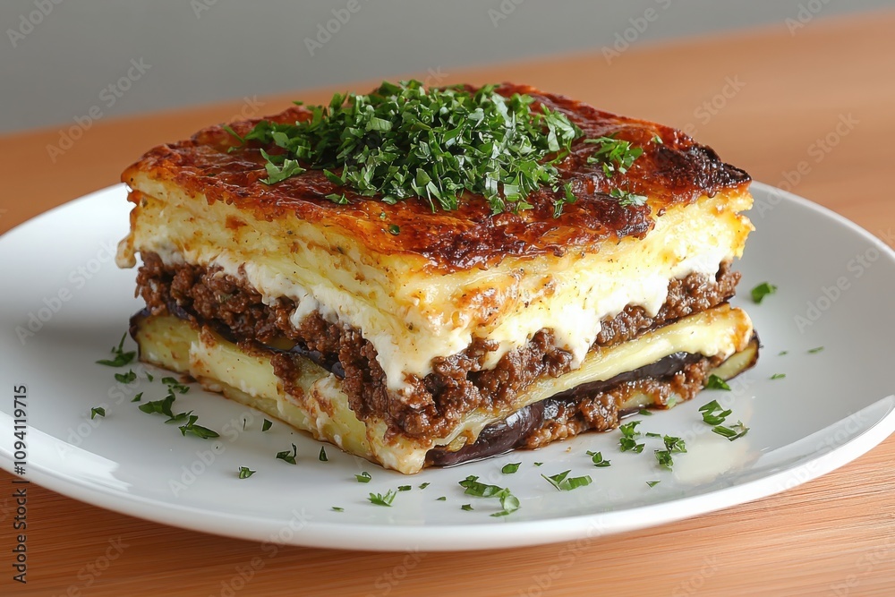 Savor the layers of hearty moussaka a mediterranean delight with eggplant and ground beef perfect for family dinners Savor the layers of hearty moussaka a mediterranean delight with eggplant and ground beef perfect for family dinners