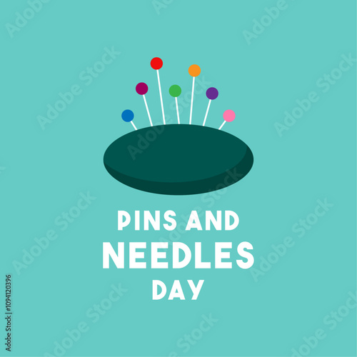 Pins and Needles Day. Flat design vector.