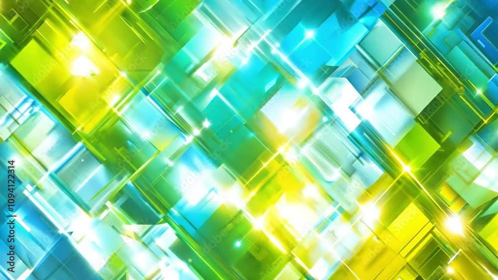 Abstract geometric pattern with green, blue, and white colors