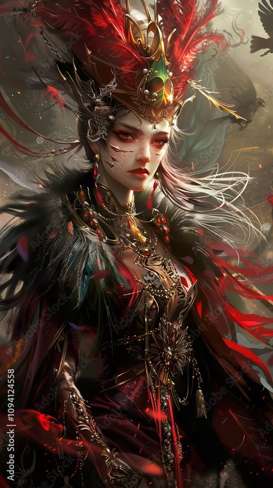 Fantasy Portrait of a Woman in Ornate Dress and Crown Fantasy Portrait of a Woman in Ornate Dress and Crown