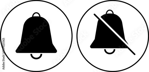 Set of Notification on off icon. Notification bells. Reminder signal. reminder alert sign business symbols
