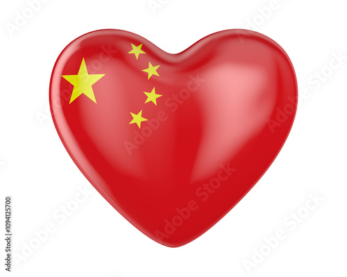 Free Download heart with China flag on white background. Isolated 3D illustration - GFXLoad