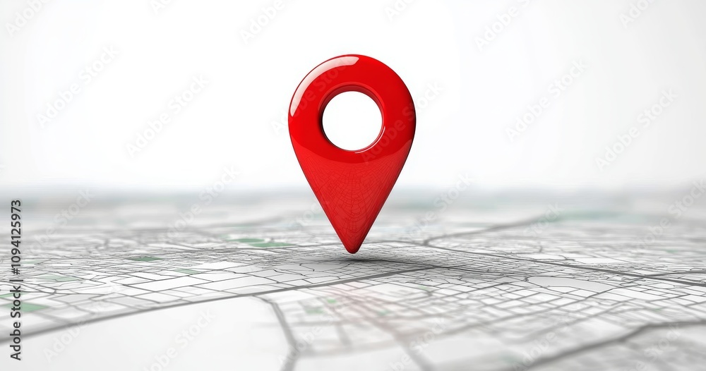 Fototapeta premium Red Location Pin Icon, Navigation Pointer, Map Marker, Travel Direction Sign, GPS Locator Symbol, Map Position Element, Modern Design, Road Sign, Travel Element, Graphic Background
