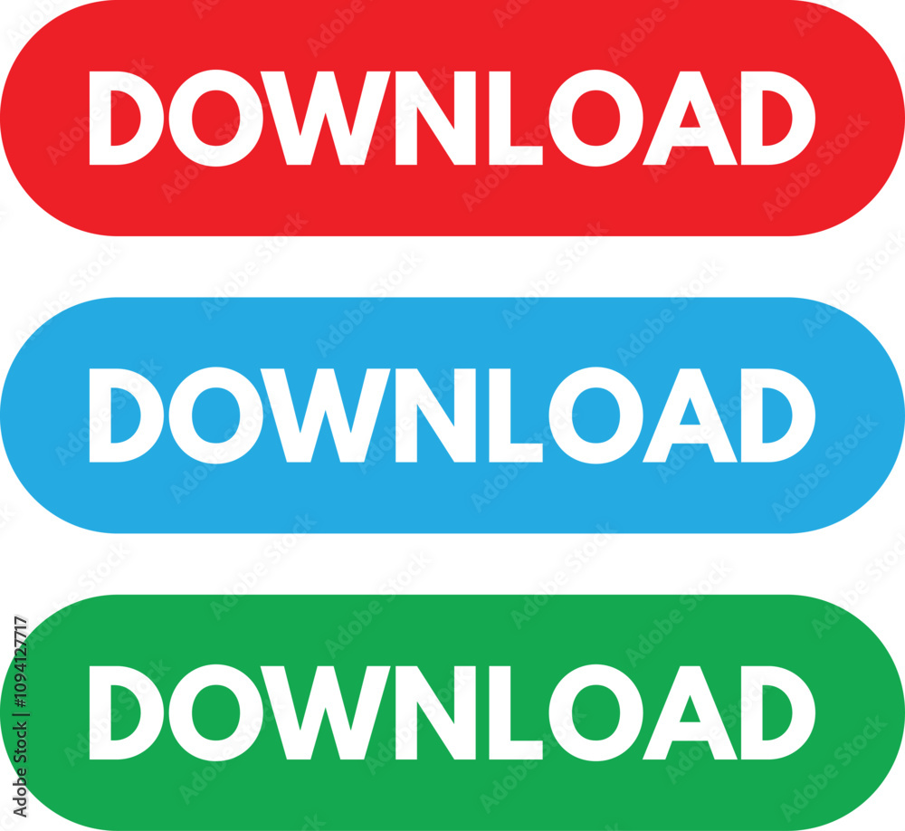 Download button icon set in three colors isolated on white background . Download web button . Vector illustration Download button icon set in three colors isolated on white background . Download web button . Vector illustration