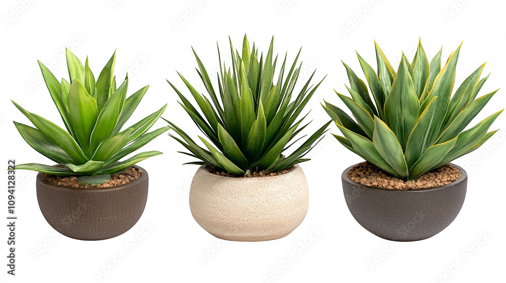 Thriving trio, three diverse succulents flourishing in a shared pot, displaying vibrant textures and shades of green