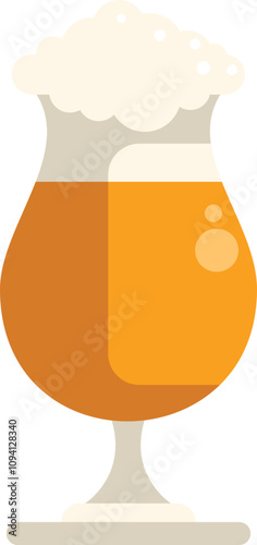 Vector illustration of a belgian beer glass overflowing with refreshing ale