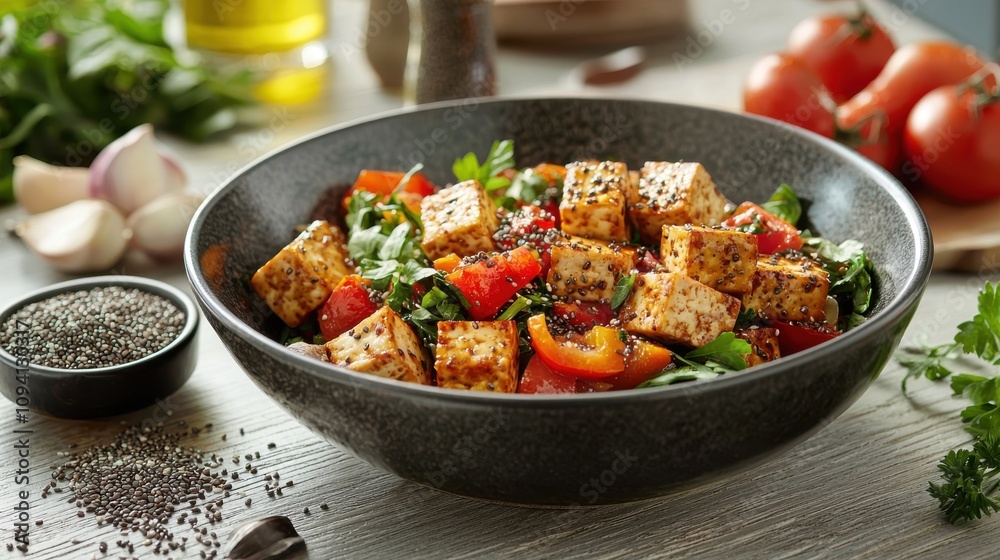 Chia and Flax Seed Infused Tofu Stir-Fry Chia and Flax Seed Infused Tofu Stir-Fry