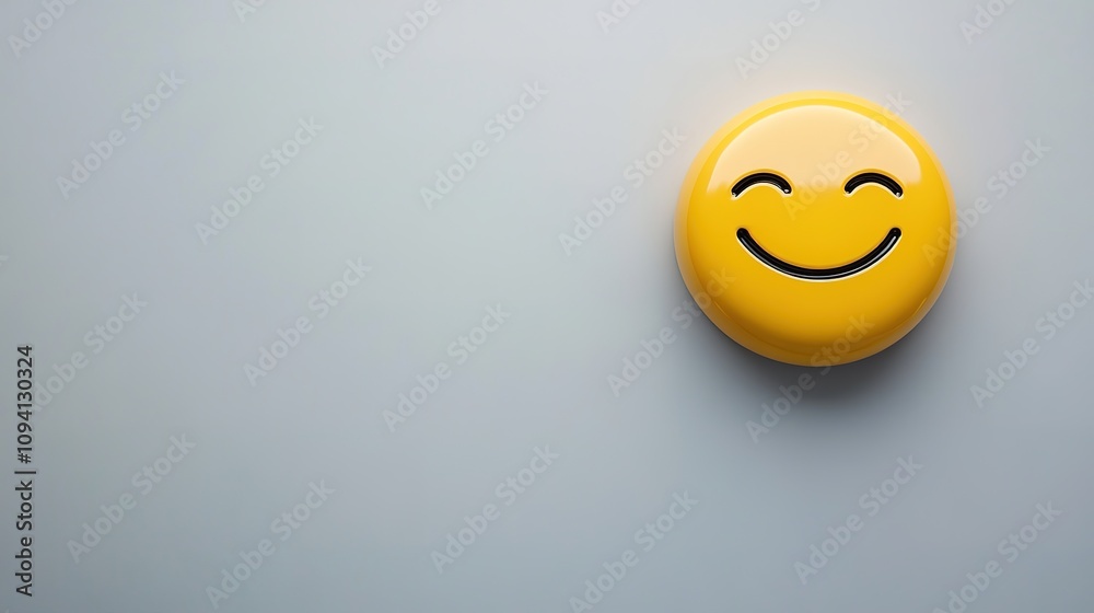 Yellow Smiley Face 3D Rendering on Gray Background Illustration Yellow Smiley Face 3D Rendering on Gray Background Illustration