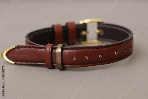 Gilt Edged Leather StrapA leather strap with gold plated edges a photo