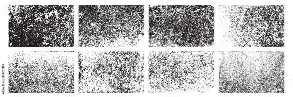 Grunge Distressed dirty textures Set, Grainy texture Set, Grunge overlay texture banner collection, Different types of texture stamps set. Vector collection, vintage set