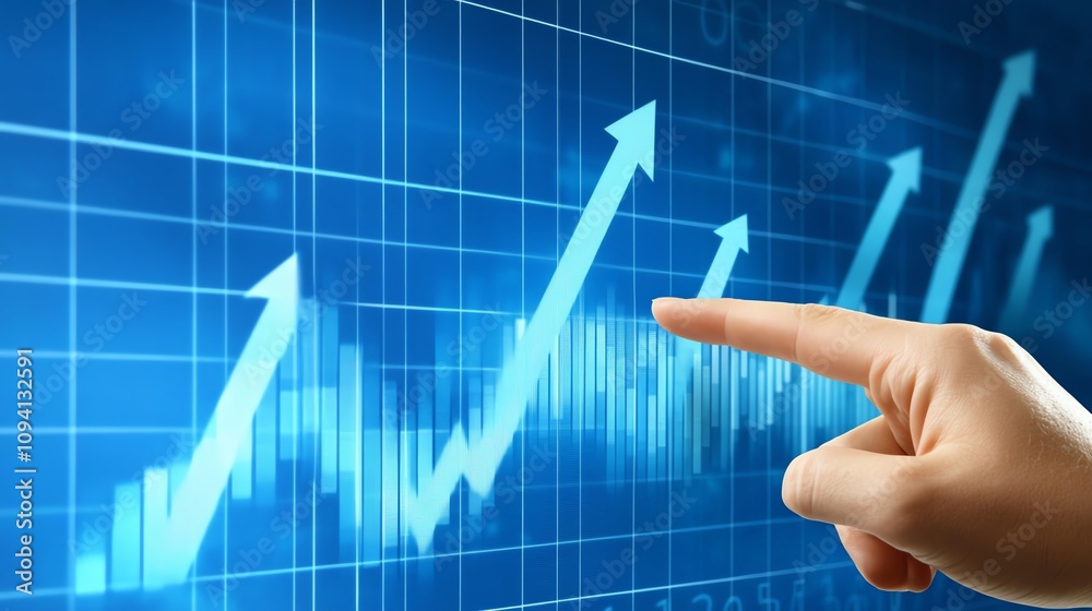 Naklejka premium Analyzing financial growth with graph and metrics.