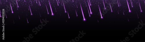 Obraz na płótnie Purple meteor rain, shooting stars background. Bright, streaking lights falling from the sky. Dynamic space backdrop with fiery comets w salonie