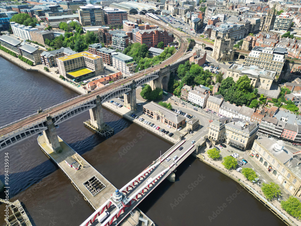 Obraz premium Central Newcastle City from River Tyne at Northern England