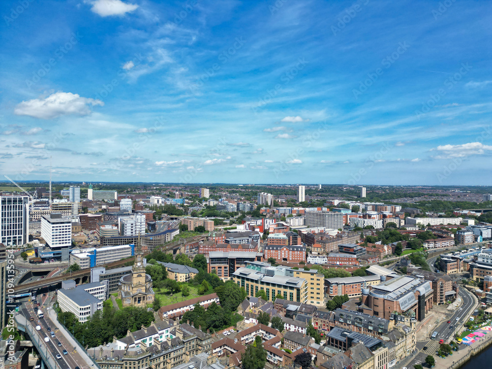 Fototapeta premium Central Newcastle City from River Tyne at Northern England