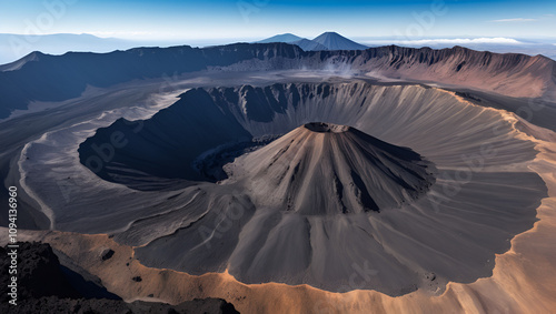 Landscape of a volcanic caldera img. Volcanic Landscape. Illustration photo