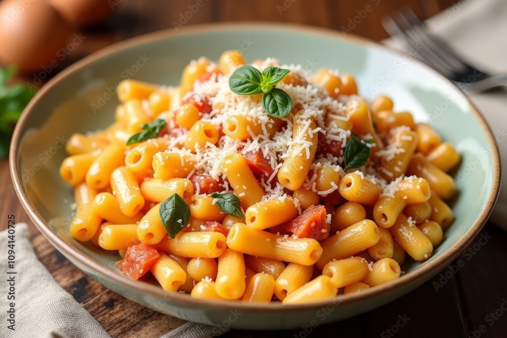 Delicious Pasta Dish with Tomato and Cheese