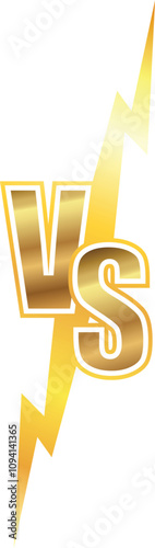 Golden vs icon. Versus letter logo. Battle vs match. Battle fight match game contest