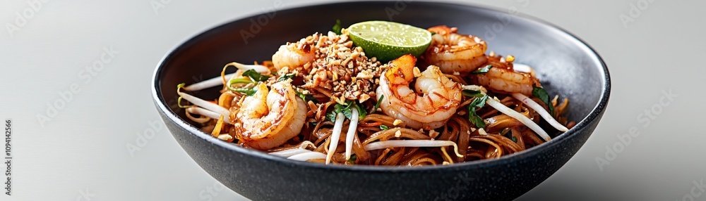 Savoring delicious pad thai with shrimp and bean sprouts a culinary delight at home Savoring delicious pad thai with shrimp and bean sprouts a culinary delight at home