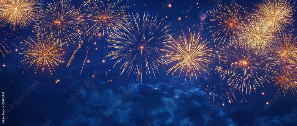 Fototapeta premium Vibrant Fireworks Display Night Celebration Background