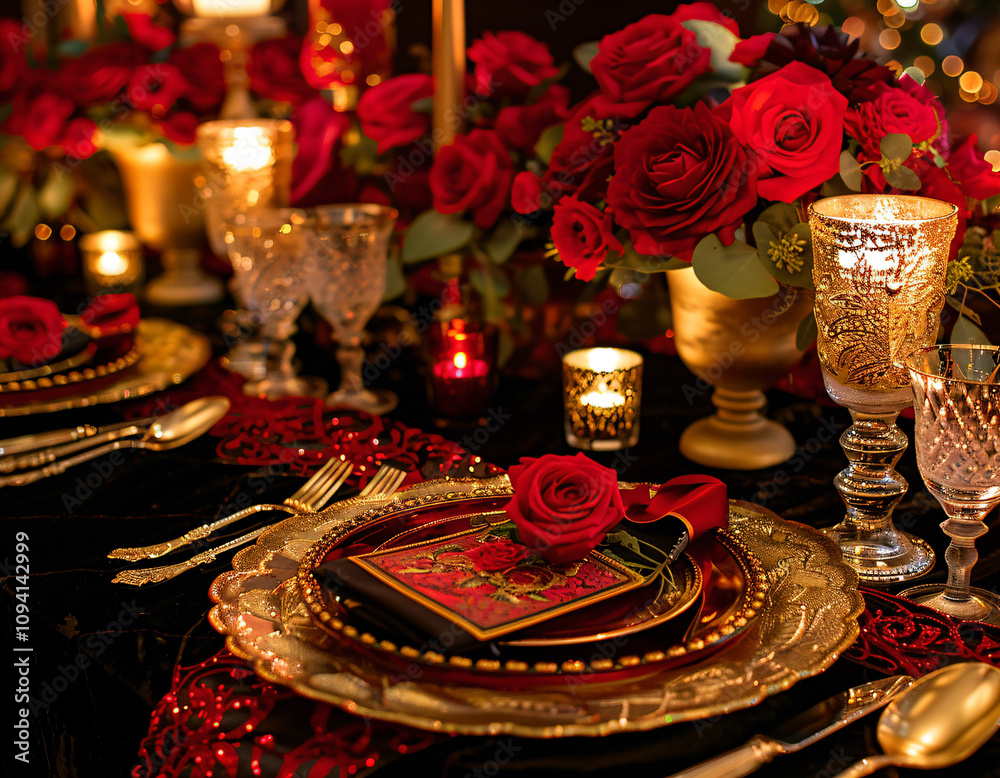 Romantic Red Gold Dinner Romantic Red Gold Dinner