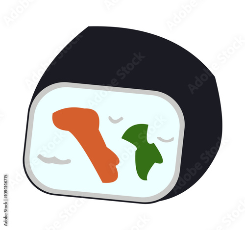 illustration of Japanese food, maki sushi.