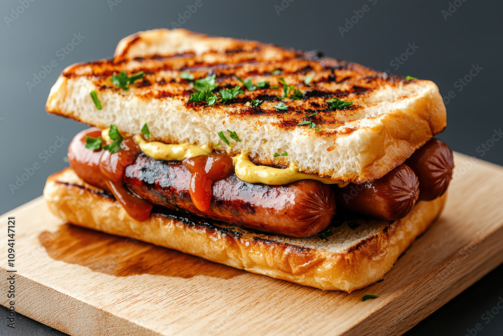 Savoring a classic grilled hot dog in a toasted bun topped with flavorful condiments at a summer bbq gathering Savoring a classic grilled hot dog in a toasted bun topped with flavorful condiments at a summer bbq gathering