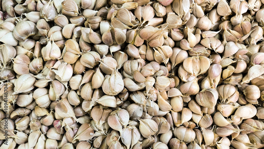 Close-up of Fresh Garlic in Traditional Marketplace Close-up of Fresh Garlic in Traditional Marketplace