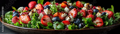 Create a refreshing berry salad with mixed greens and blueberries for a healthy summer delight