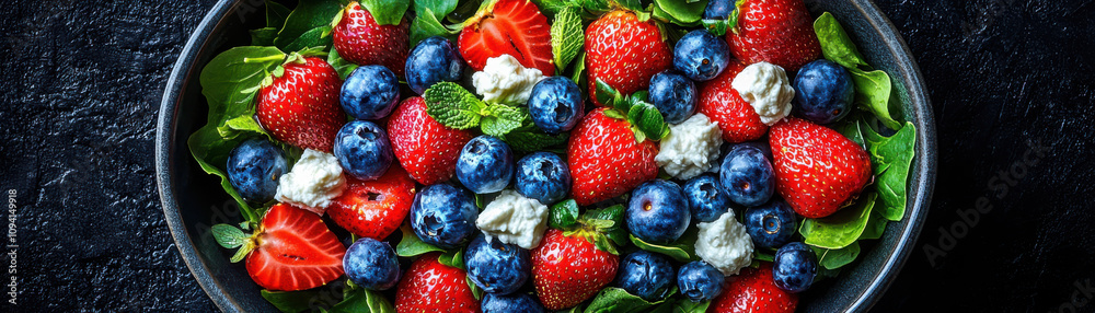 Create a colorful berry salad with mixed greens fresh strawberries and blueberries for a refreshing summer dish