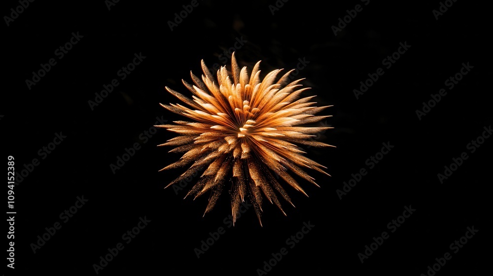 A close-up view of a spiky, organic structure against a dark background. A close-up view of a spiky, organic structure against a dark background.
