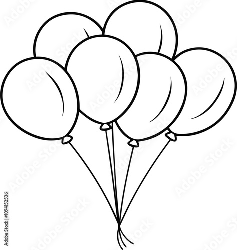 bunch of party balloons vector outline simple design