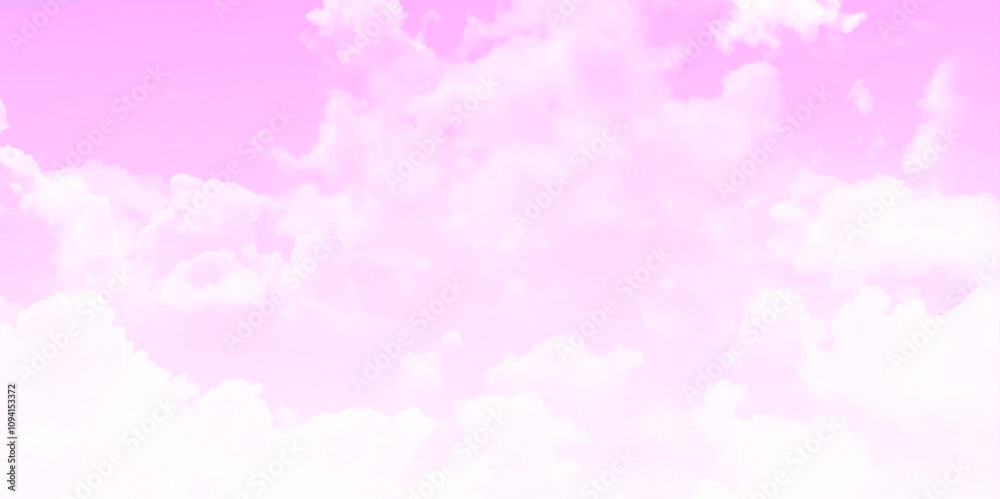 Horizontal of white puffy clouds and pink sky in sunny day background. Vector art Horizontal of white puffy clouds and pink sky in sunny day background. Vector art