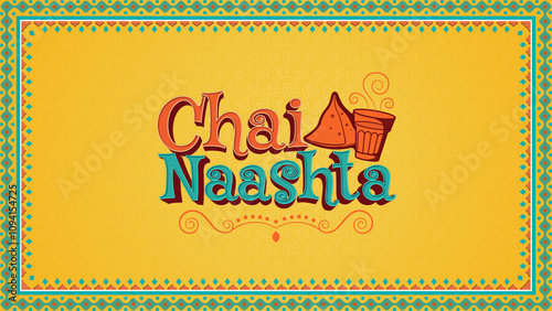 Chai Naashta Indian Typography – Vibrant and Authentic Text Design for Home Décor, Restaurants, Offices, Weddings, and Events with Traditional Indian Style-Vector design