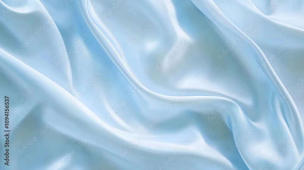 Soft light blue satin fabric with gentle folds and texture