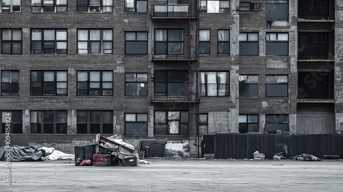 A haunting urban landscape revealing the stark contrast between opulence and destitution, Illuminating the societal disparities, photography style