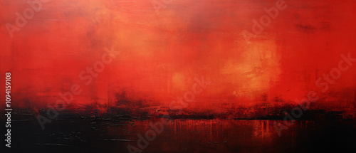 Abstract dramatic painting in red,