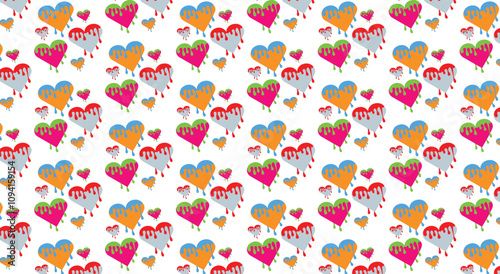 a colorful heart with the word love on it
