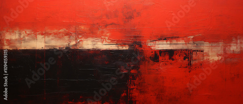 Abstract dramatic painting in red, inspired by Rothko's style.