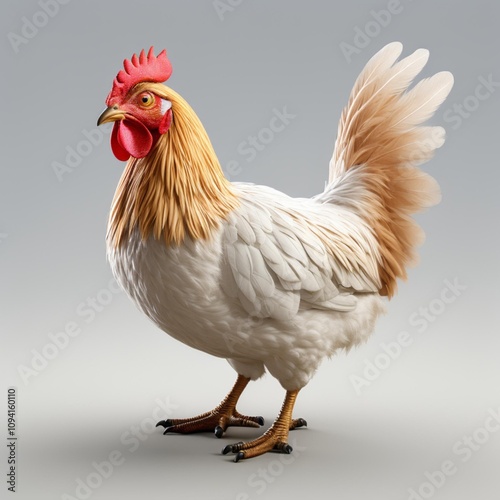 Silkie Chicken Icon Material - Realistic and intricate depiction of poultry, showcasing natural beauty photo