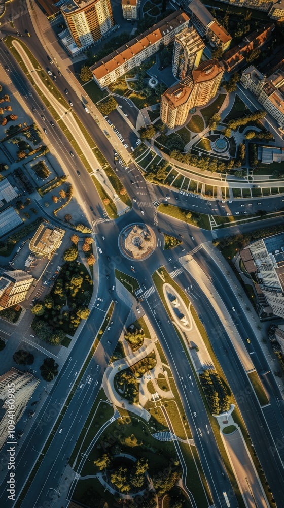 Aerial View of City Streets and Green Spaces Aerial View of City Streets and Green Spaces
