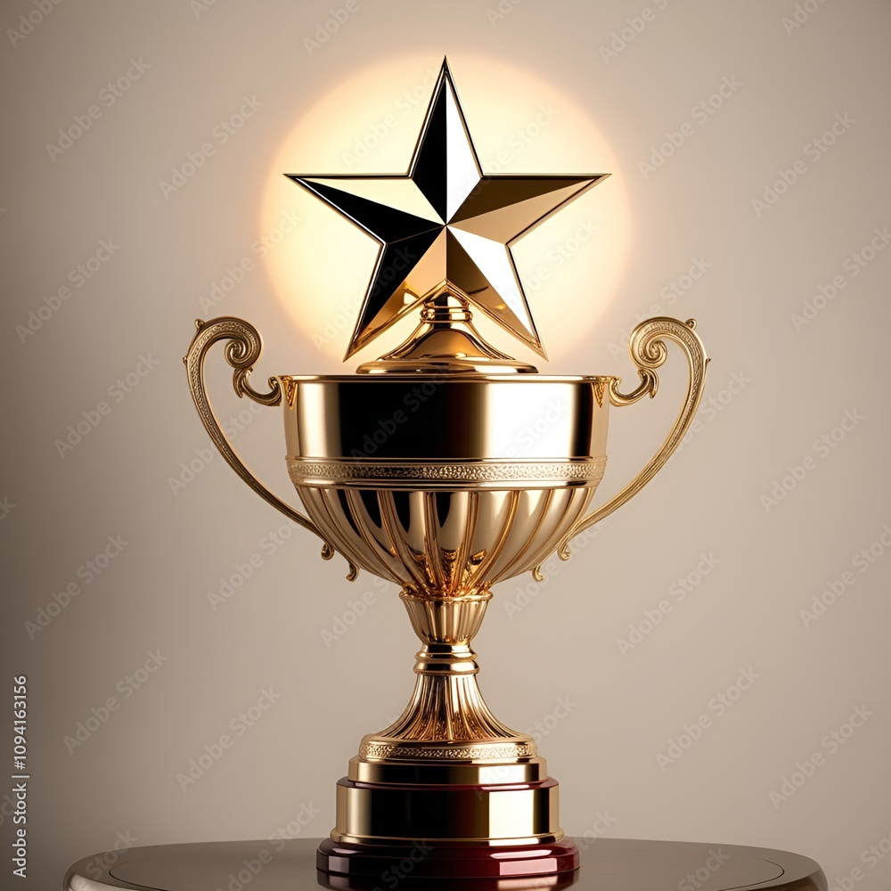 A golden trophy with a star on top A golden trophy with a star on top