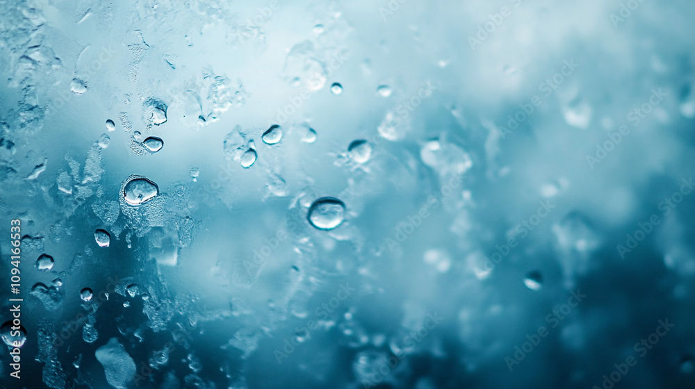 Raindrops trickle down a frosted window during a cold winter day Raindrops trickle down a frosted window during a cold winter day
