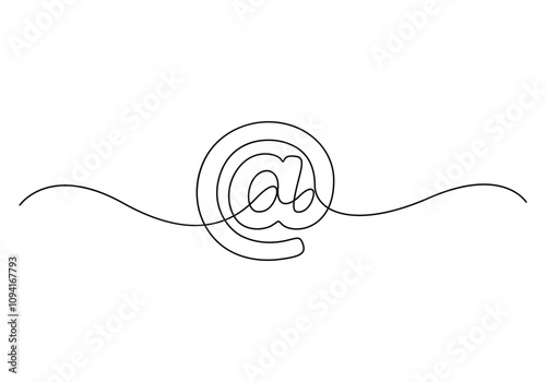 Continuous one line drawing of mail rendering. Single line email icon. Vector illustration