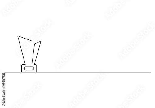 Continuous simple single line drawing of Award Trophy. Oscar trophy, Film award trophy. Isolated on white background. Vector illustration