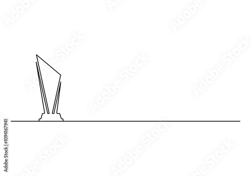 Continuous simple single line drawing of Award Trophy. Oscar trophy, Film award trophy. Isolated on white background. Vector illustration